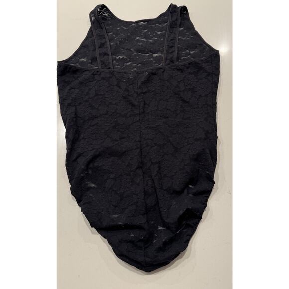 Vintage Ann Taylor Cami Bodysuit Size Large 90s Black Lace Coquette Romantic - Picture 5 of 8
